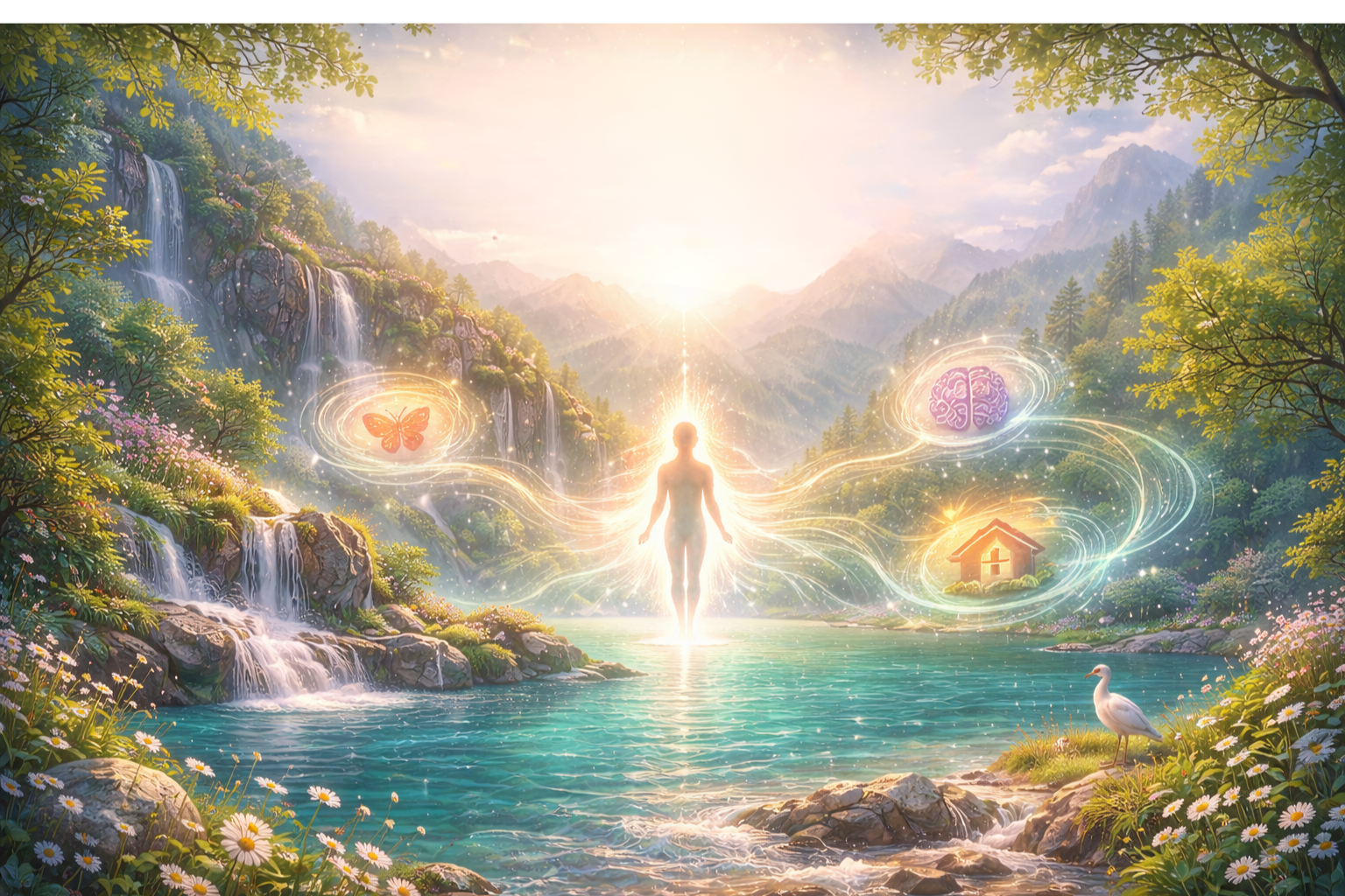 Внутрішній стан людини через природу: озеро, світло, баланс думок і емоцій